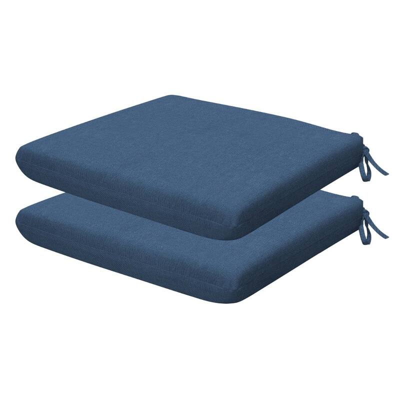 Outdoor Universal Seat Cushion (2-Pack) - 18" wide x 17.5" deep x 2.5" thick - Textured Solid Pacific Blue