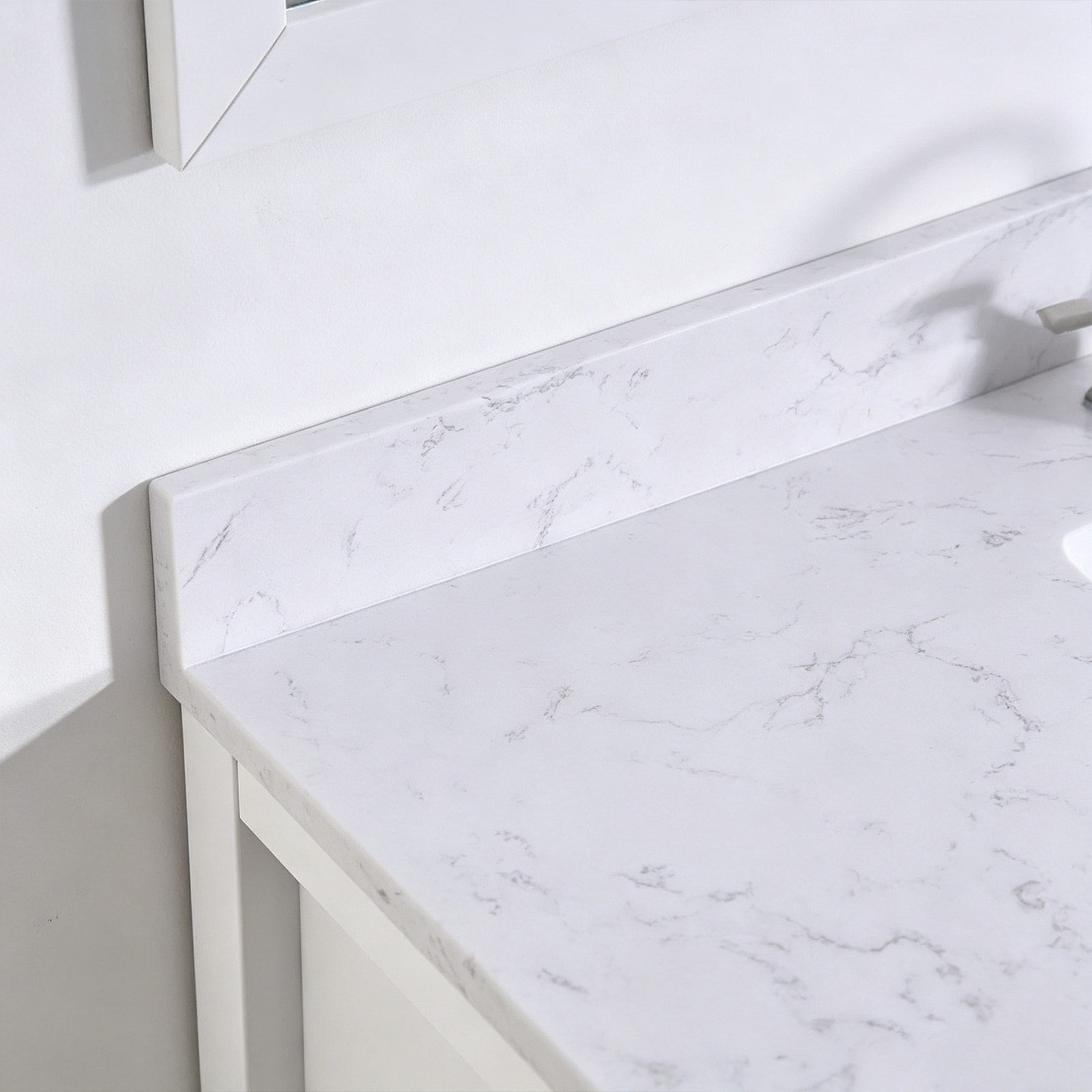 Stone Backsplash for Bathroom Vanity Top in Carrara White