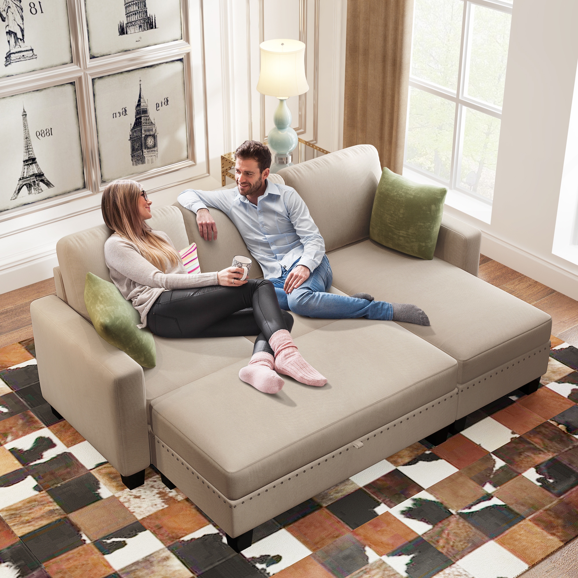 Ashlyn reversible sleeper sofa with storage chaise deals