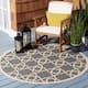 SAFAVIEH Courtyard Lawanda Trellis Indoor/ Outdoor Waterproof Patio Backyard Rug - 5'3" x 5'3" Round - Grey/Beige