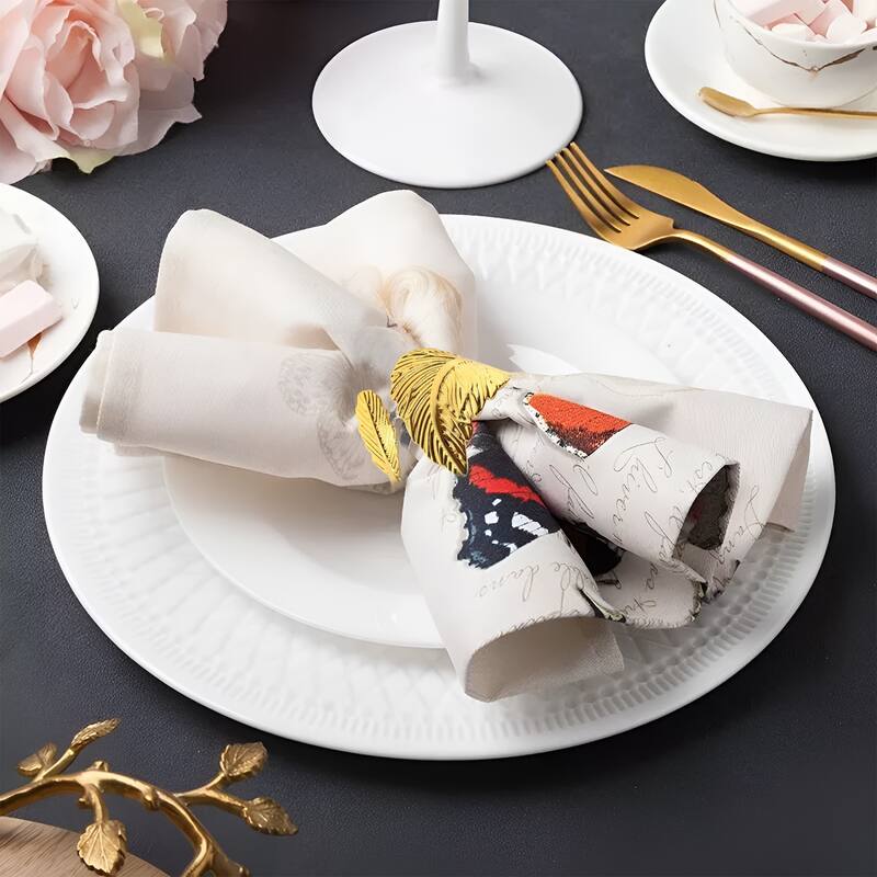 12pcs Gold Leaf Napkin Rings Set