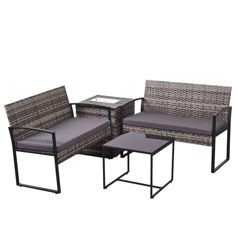4 Piece Outdoor PE Wicker Furniture Set