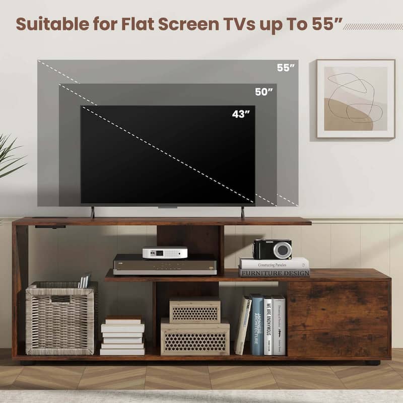 Costway 60" TV Stand with Charging Station Storage Shelves Industrial - See Details