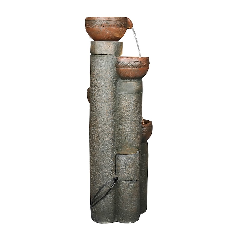 5-Tier Outdoor Water Fountain Resin Waterfall Decor with LED Lights