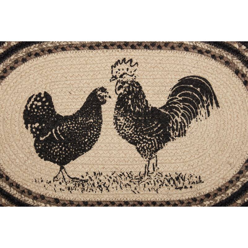 Set of 6 Sawyer Mill Charcoal Poultry Jute Placemats (12 x 18 in.) - Placemat 12x18