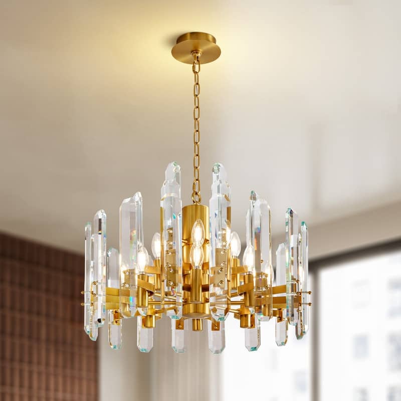 KAYLA 54in Modern Luxury Crystal Chandelier Lighting - LED Ceiling Light Fixture - 24in - Glod