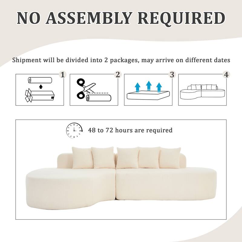 112.2" L-Shaped Boneless Sectional Sofa with Chaise, Chenille Upholstery, Memory Foam, No Assembly