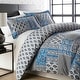 preview thumbnail 1 of 8, Global Patchwork Down Alternative Comforter and Sham Set King - Blue - 3 Piece