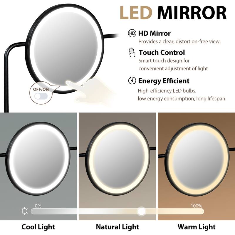 Modern Makeup Vanity with Mirror, Wireless Charging Station