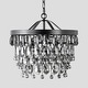 preview thumbnail 3 of 5, Renata Glass 4-Light Black Chandelier by Kosas Home