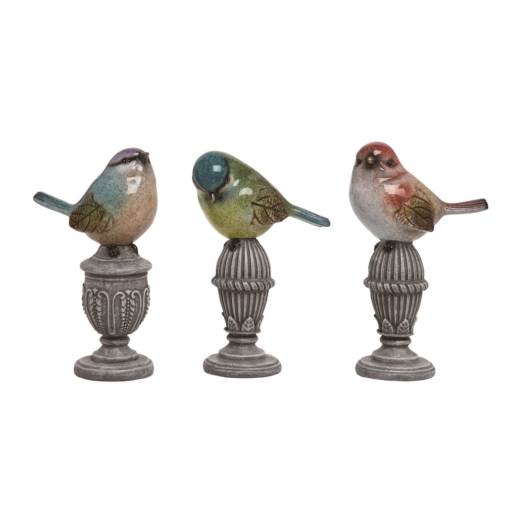 Transpac Resin Bird Pedestal Set of 3 Spring Home Decorations