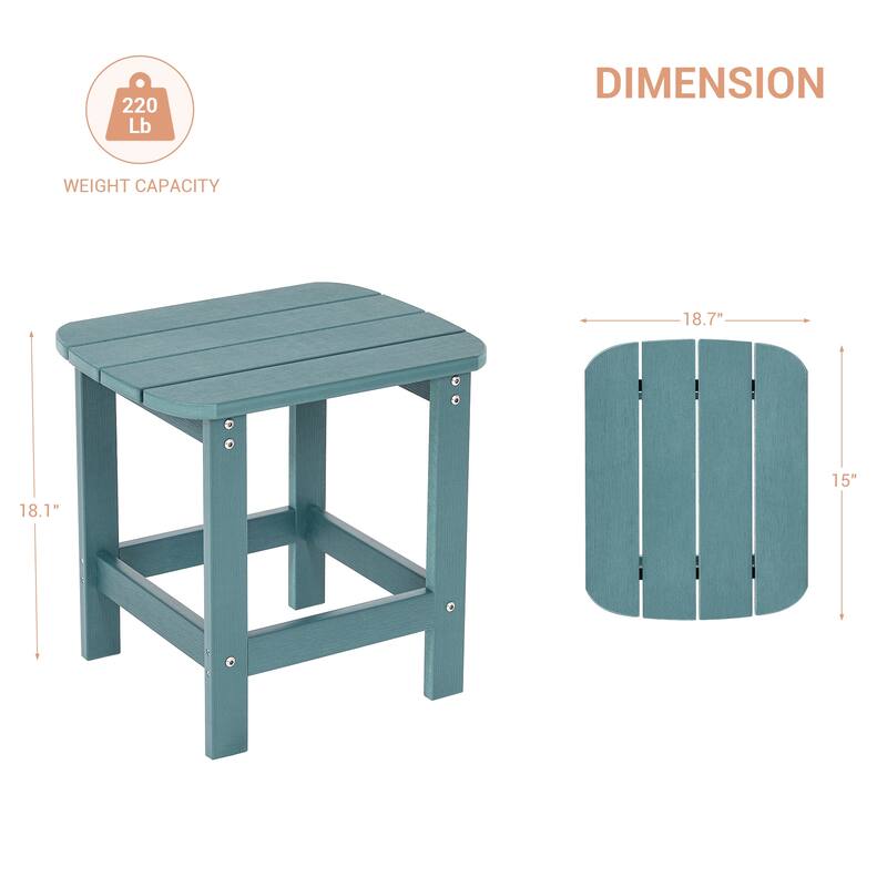 LIVOOSUN Patio Adirondack Plastic Wood Outdoor Side Table for Deck