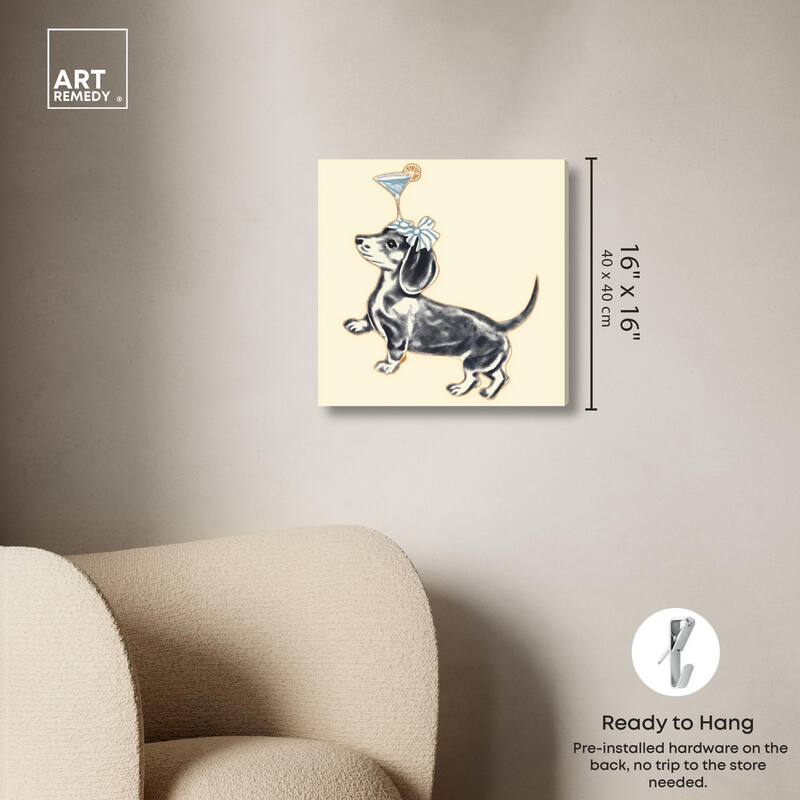 Martini Pup I Canvas by Art Remedy, Gallery Wrapped