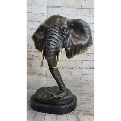 Abstract Floating Imitative Elephant Head Bust Bronze Sculpture Statue Art Africa