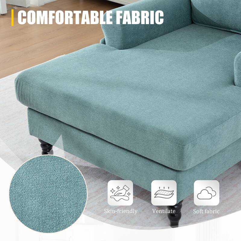 Chenille Fabric Chaise Lounge Arm Chair, Single Sofa Chair Sleeper Recliner