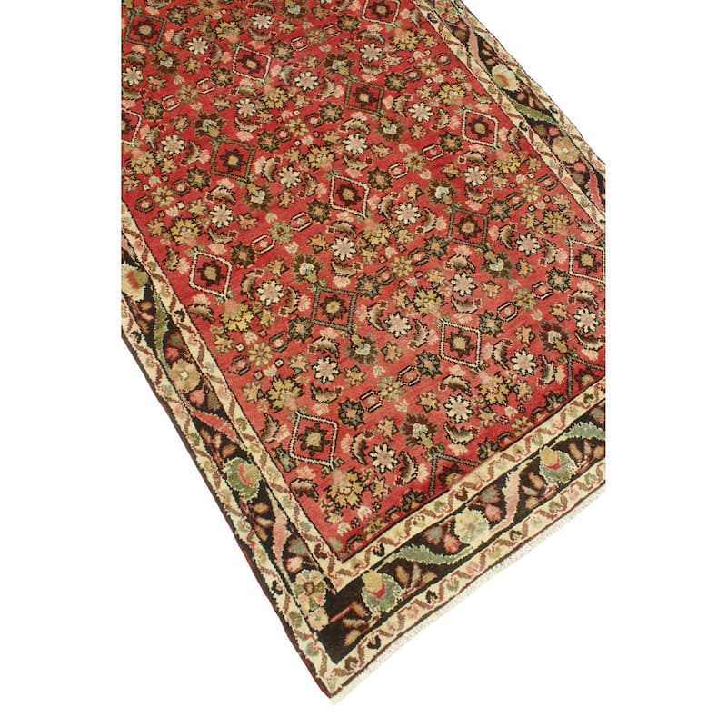 Fine Vintage Distressed Asucena Rust/Charcoal Runner - 3'7" x 11'0"