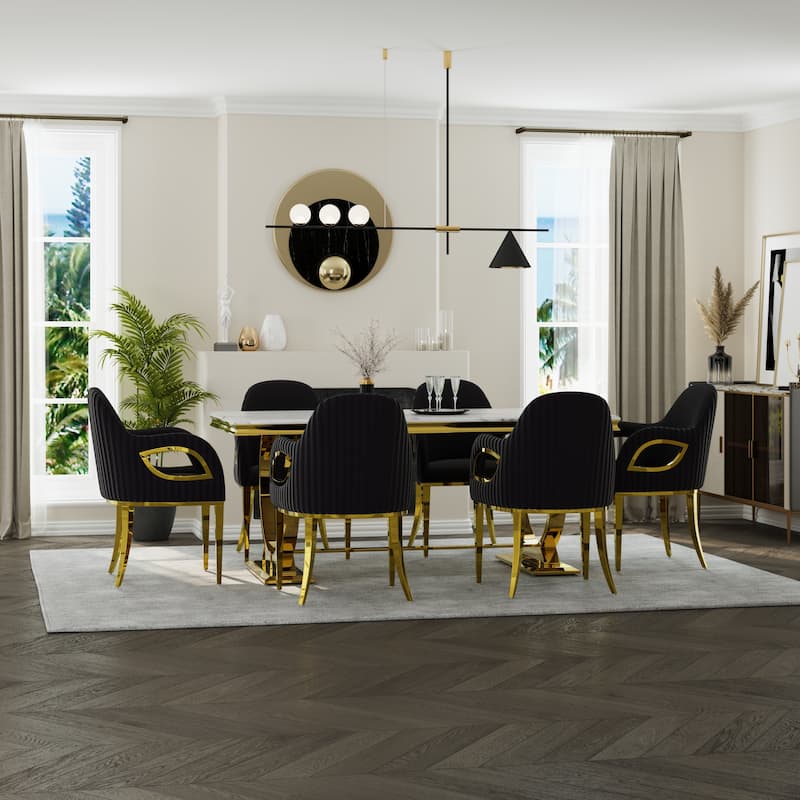 Dining Table Set with Arm Dining Chairs