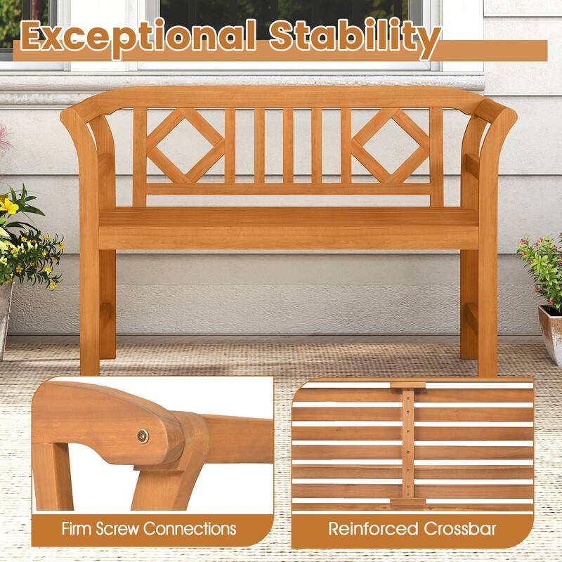 Gymax 47'' Outdoor Loveseat Bench w/Curved Armrests for Backyard Front