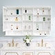 preview thumbnail 91 of 95, Modern Surface Mount Solid Wood Framed Medicine Cabinet With Mirror and Shelves