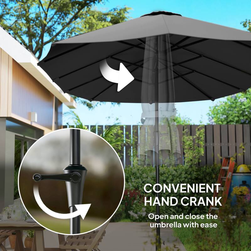 Double-Sided Large Patio Umbrella with Crank Handle Outdoor Canopy for Backyard Garden or Patio