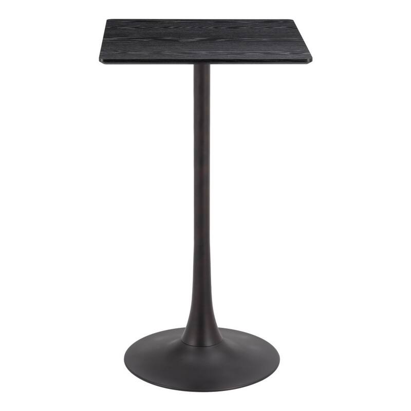 HomeRoots 24" Black Wood and Steel Square Bar Table - 24.00 in. x 41.70 in. x 24.00 in.