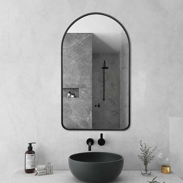 slide 2 of 26, Rita Metal Framed Oval Wall Mirror Bathroom Vanity Mirror 19.6" x 39.5" - Black