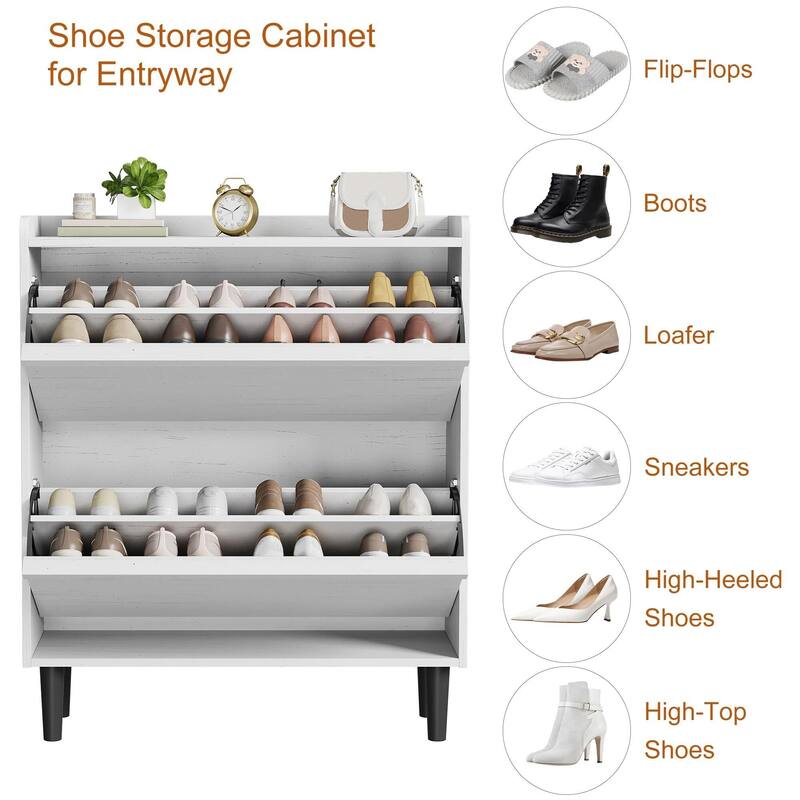 Drawer Wooden Shoe Cabinet with Adjustable Shelves