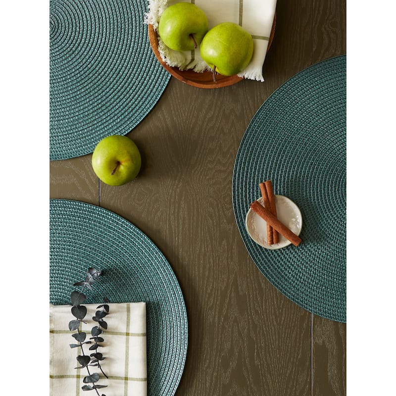DII White Round PP Woven Placemat Set of 6