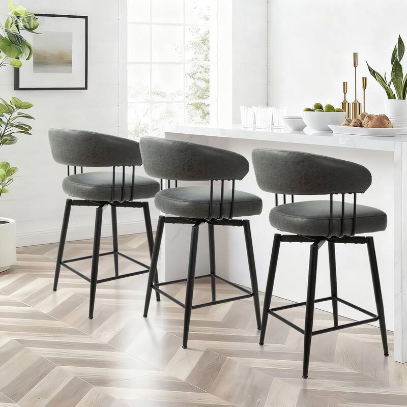 Glitzhome 26 or 31 Inches Modern Upholstered Swivel Counter Height Bar Stools