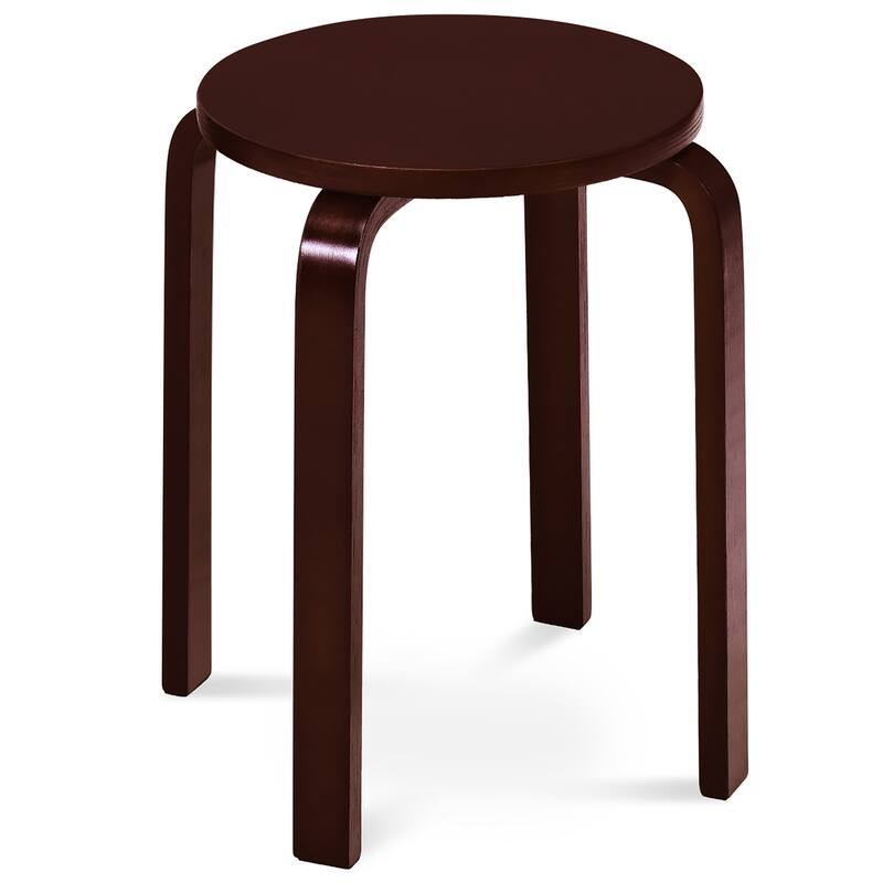 Gymax Set of 4 18" Stacking Stool Round Dining Chair Backless Wood
