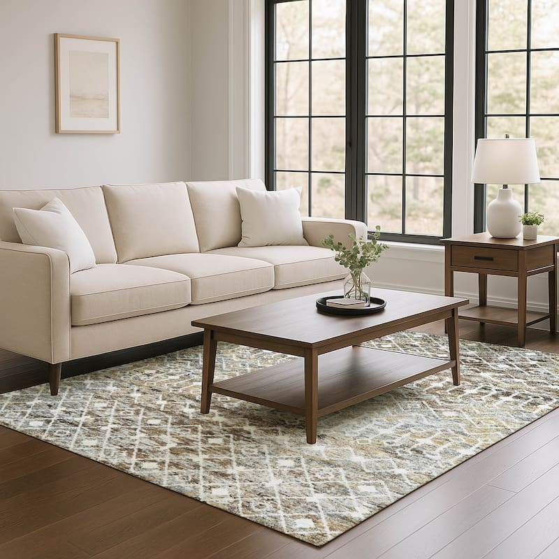 Premium Washable Super Soft Boho Trellis Mayfield Rug - Brown - 8' x 10'