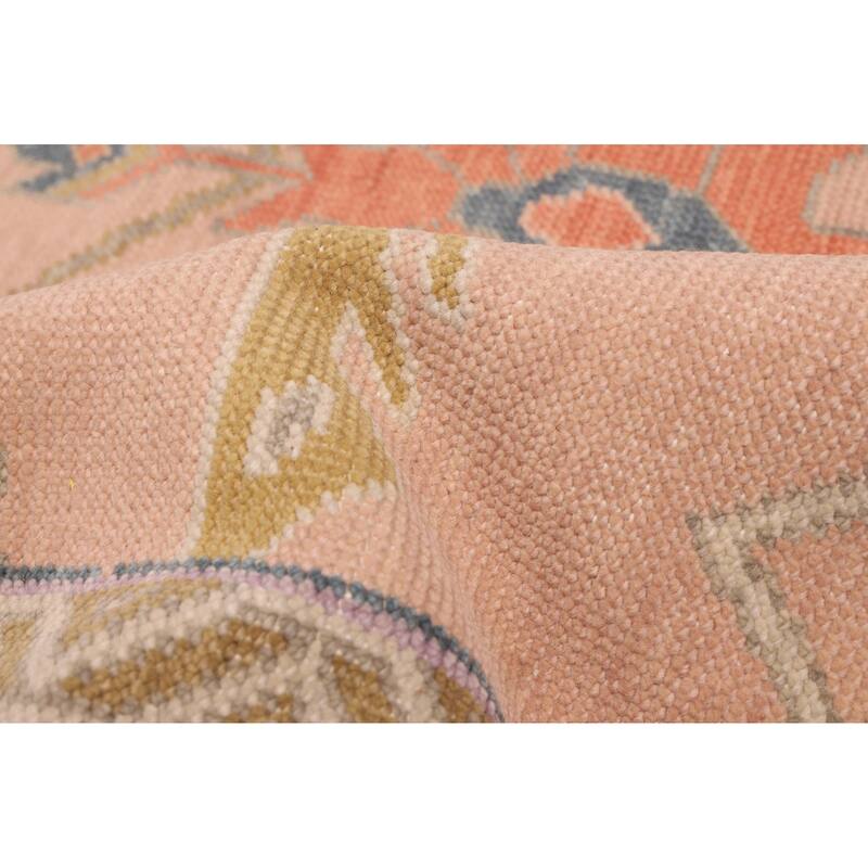 ECARPETGALLERY Hand-knotted Modern Oushak Salmon Wool Rug - 8'11 x 11'9