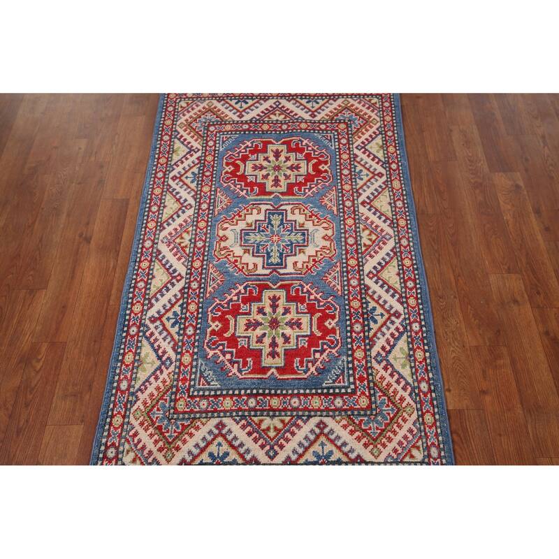 Blue Kazak Foyer Rug Handmade Wool Carpet - 2'6" x 4'4"