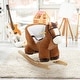 preview thumbnail 8 of 8, Baby Rocking Horse, Plush Animal Rocker with Sound, Wooden Base, & Safety Belt for Ages 18-36 Months, Brown