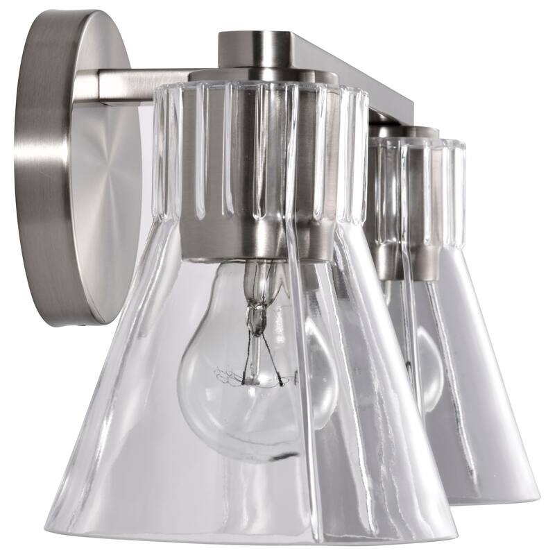 Gianna 2 Light Vanity Brushed Nickel Finish Clear Glass - Brushed Nickel