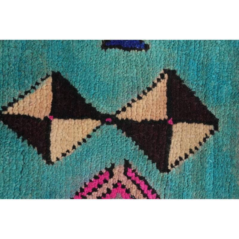 Hand Knotted Oriental 100% Wool Carpet Traditional Tribal Navy Blue & Blues Ardebil Runner Rug - 10' 0'' X 3' 2''
