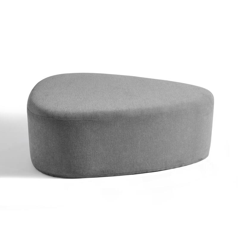 43" Rounded Triangle Upholstered Ottoman, Oversize Fabric Ottoman Footstool