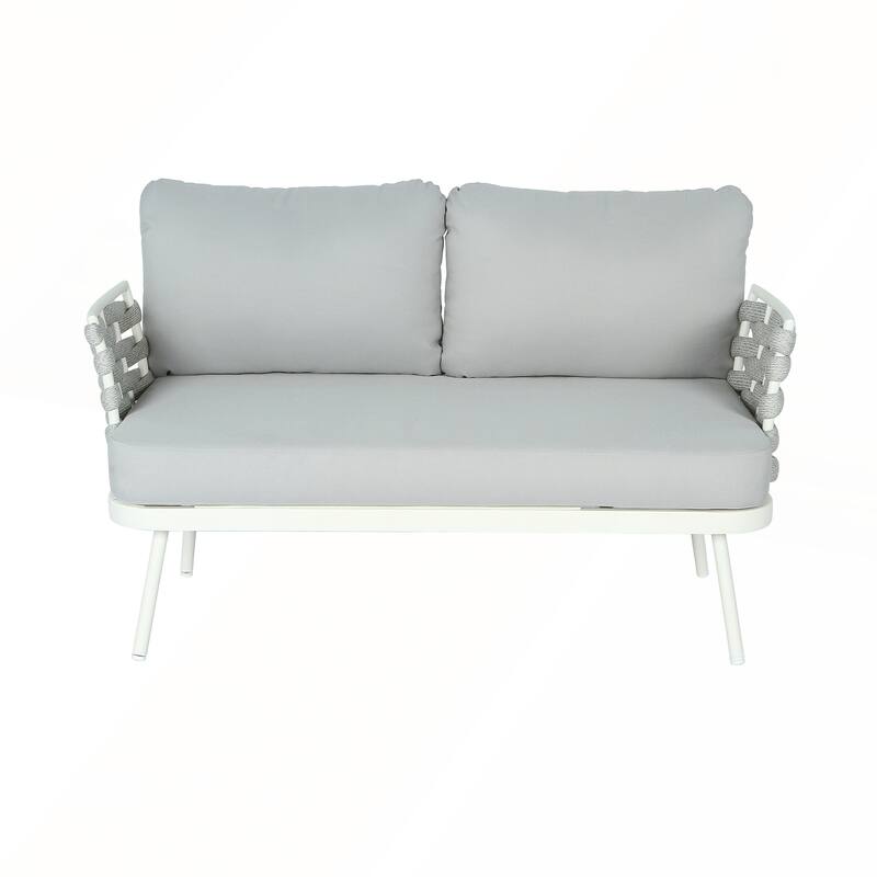 Mariano Steel Loveseat and Table