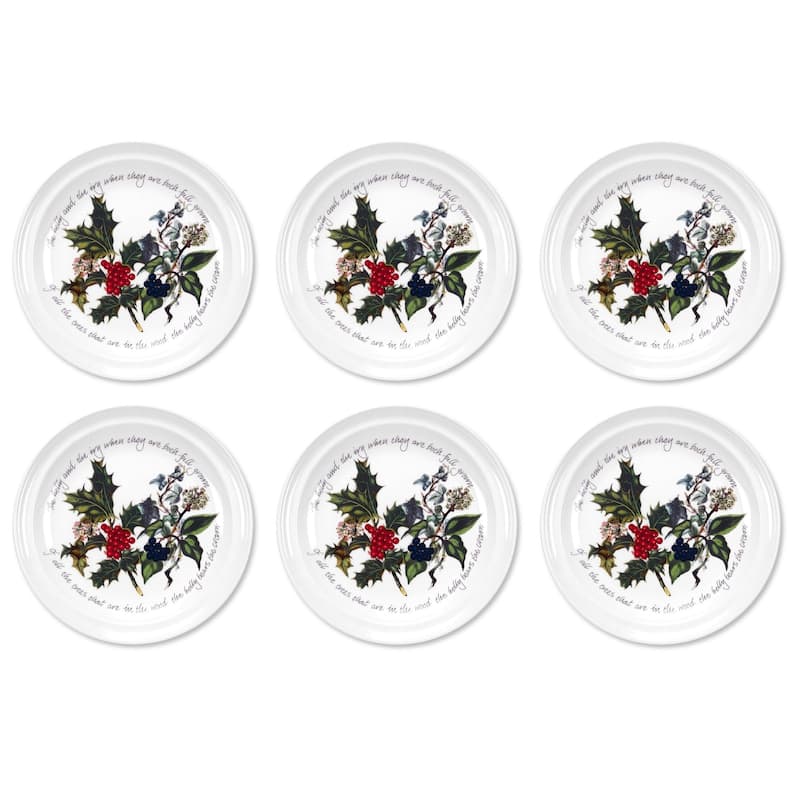 Portmeirion Christmas The Holly and Ivy Set of 6 Plates - 6 inch - Tea Plates
