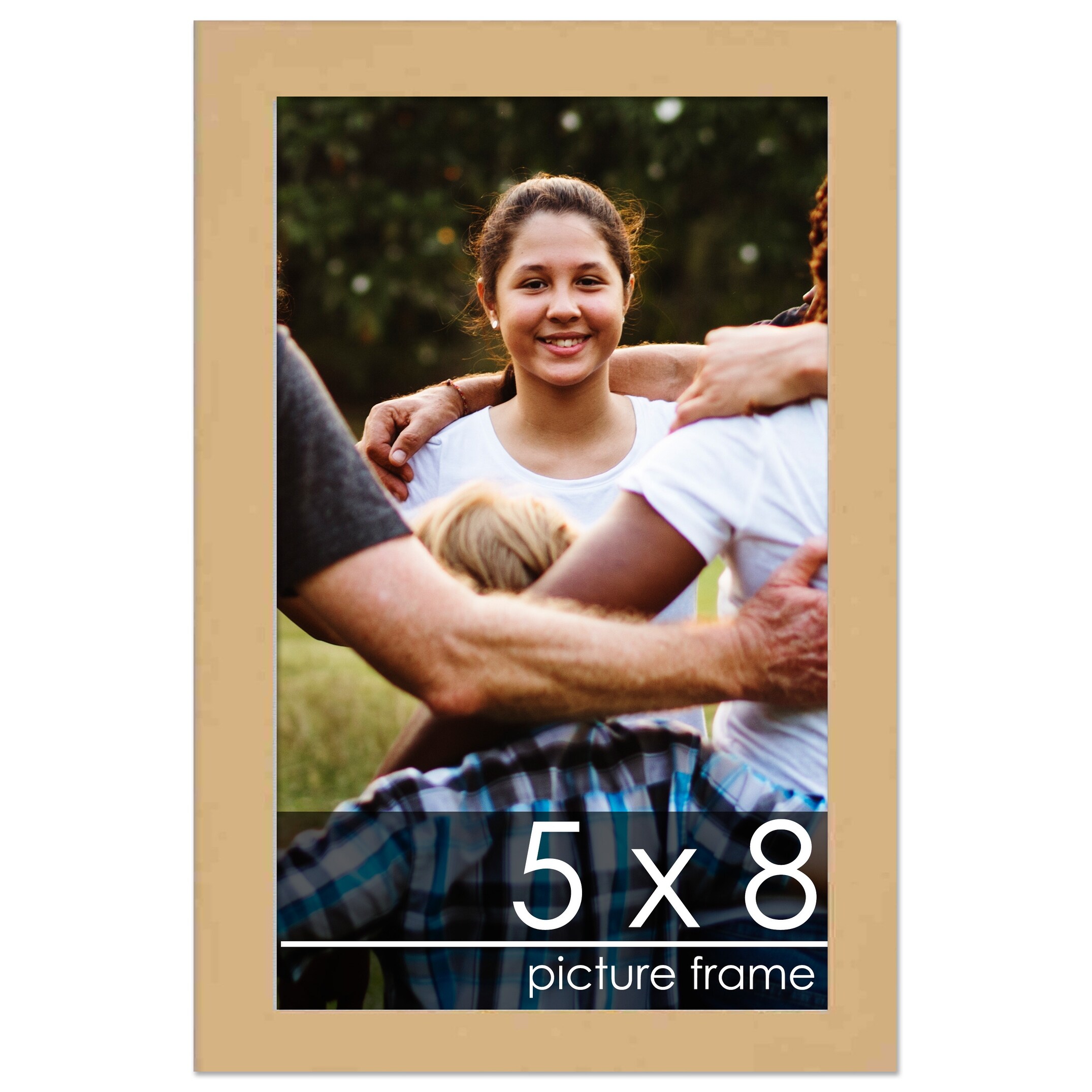 5x8 Traditional Gold Complete Wood Picture Frame with UV Acrylic, Foam Board Backing, & Hardware