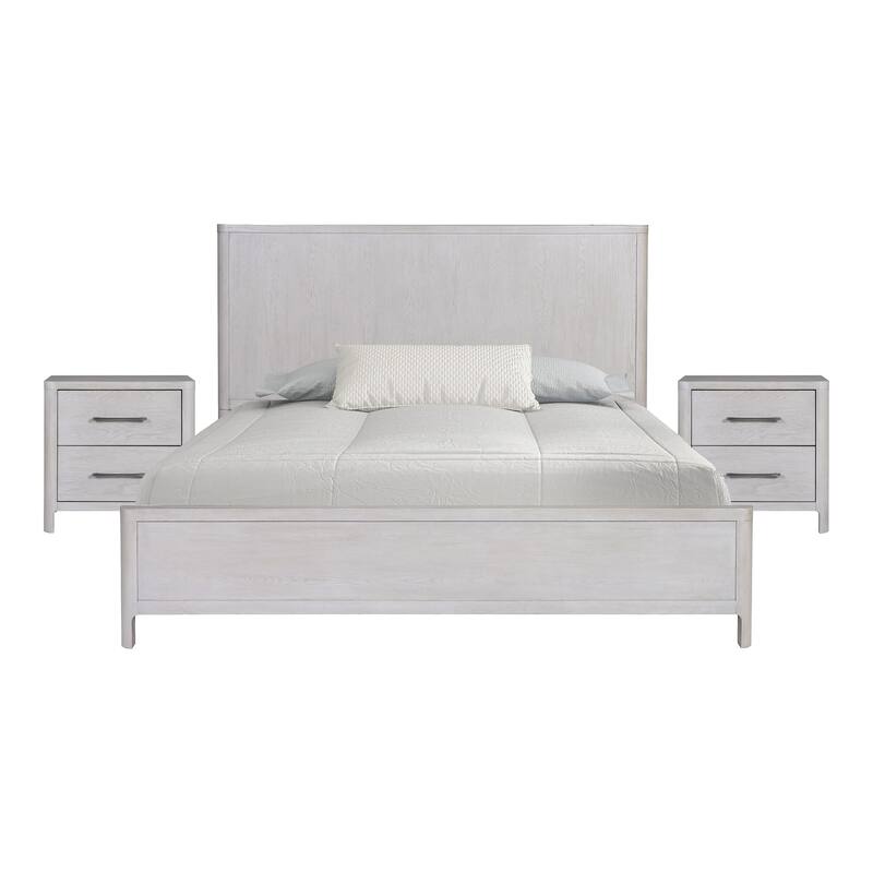 Furniture of America Rensite Modern 3-Piece Oak Solid Wood Panel Bedroom Set