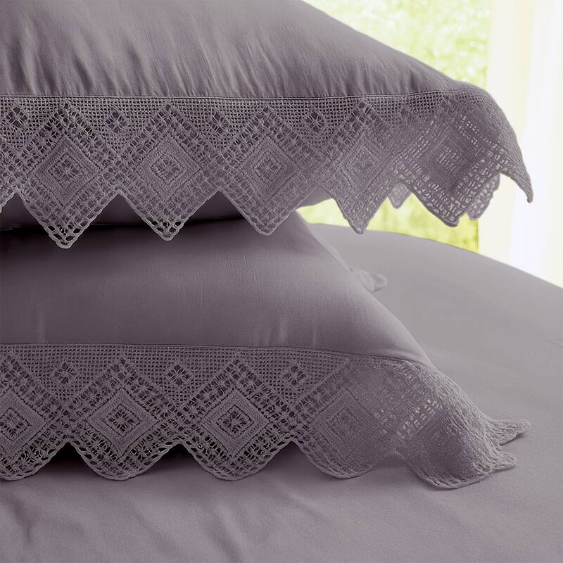 Elsie Lace Lilac 6 Piece Coverlet Set
