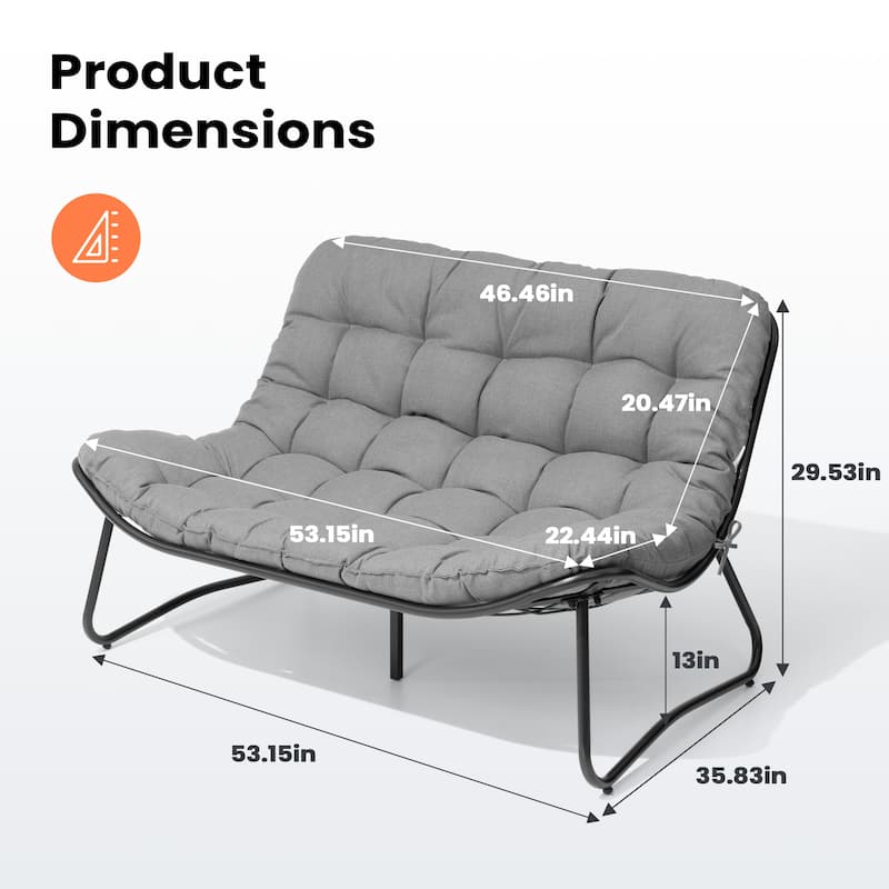 Pellebant Double Papasan Chair Loveseat with Cushion For Indoor Outdoor