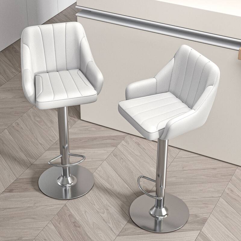 Barstools Set of 4, Counter Height Bar Stools Adjustable Stools with Back and Arm, Kitchen Island Stools Swivel Bar Chairs