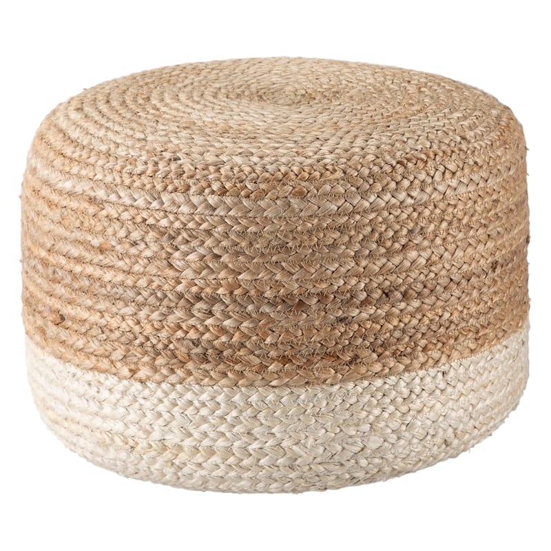 Sangam Cylinder Pouf - White/Beige