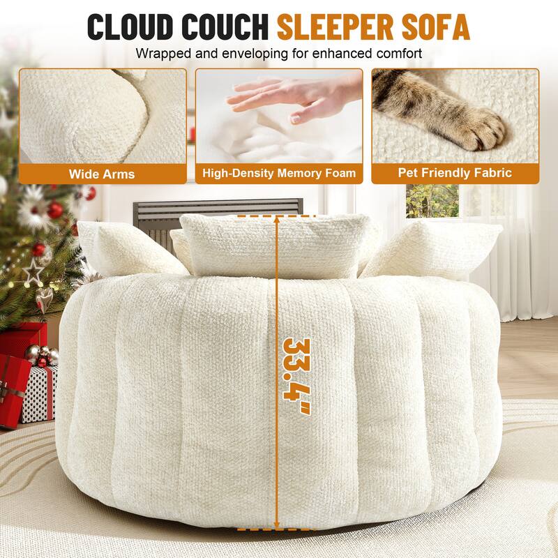 Rossetta Oversized Round Polyester Foam Chair with Pillows