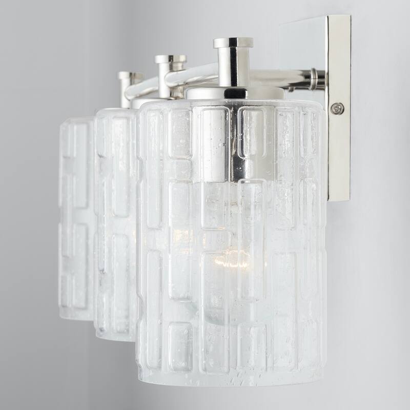 Emerson 3-light Bath/ Vanity Fixture w/ Embossed Seeded Glass