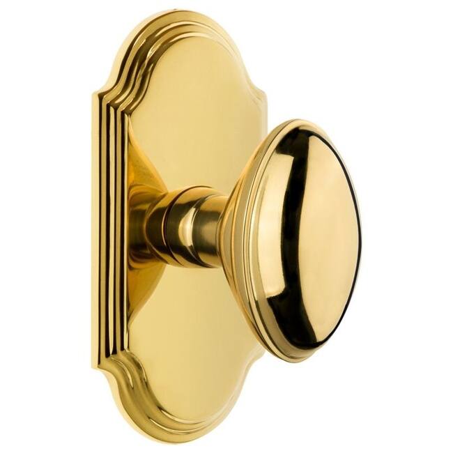 Grandeur Arc Solid Brass Single Dummy Door Knob with Eden Prairie Knob - Polished Brass