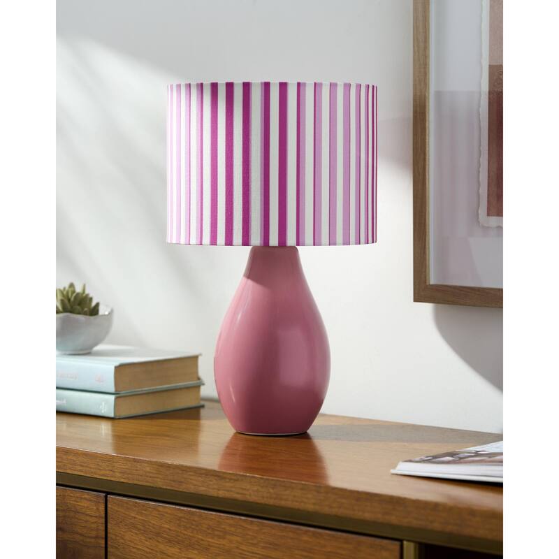 Livabliss Melbu Modern Accent Table Lamp - 15"H x 9"W x 9"D - Pink