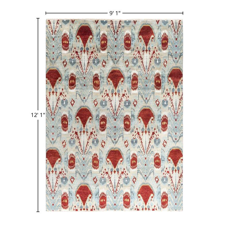 Ikat One-of-a-Kind Hand-Knotted Area Rug - Sand, 9' 1" x 12' 1" - 9' 1" x 12' 1"